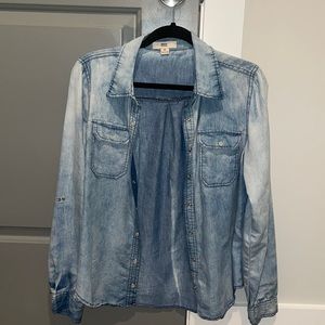 Denim-Looking Button Up Shirt